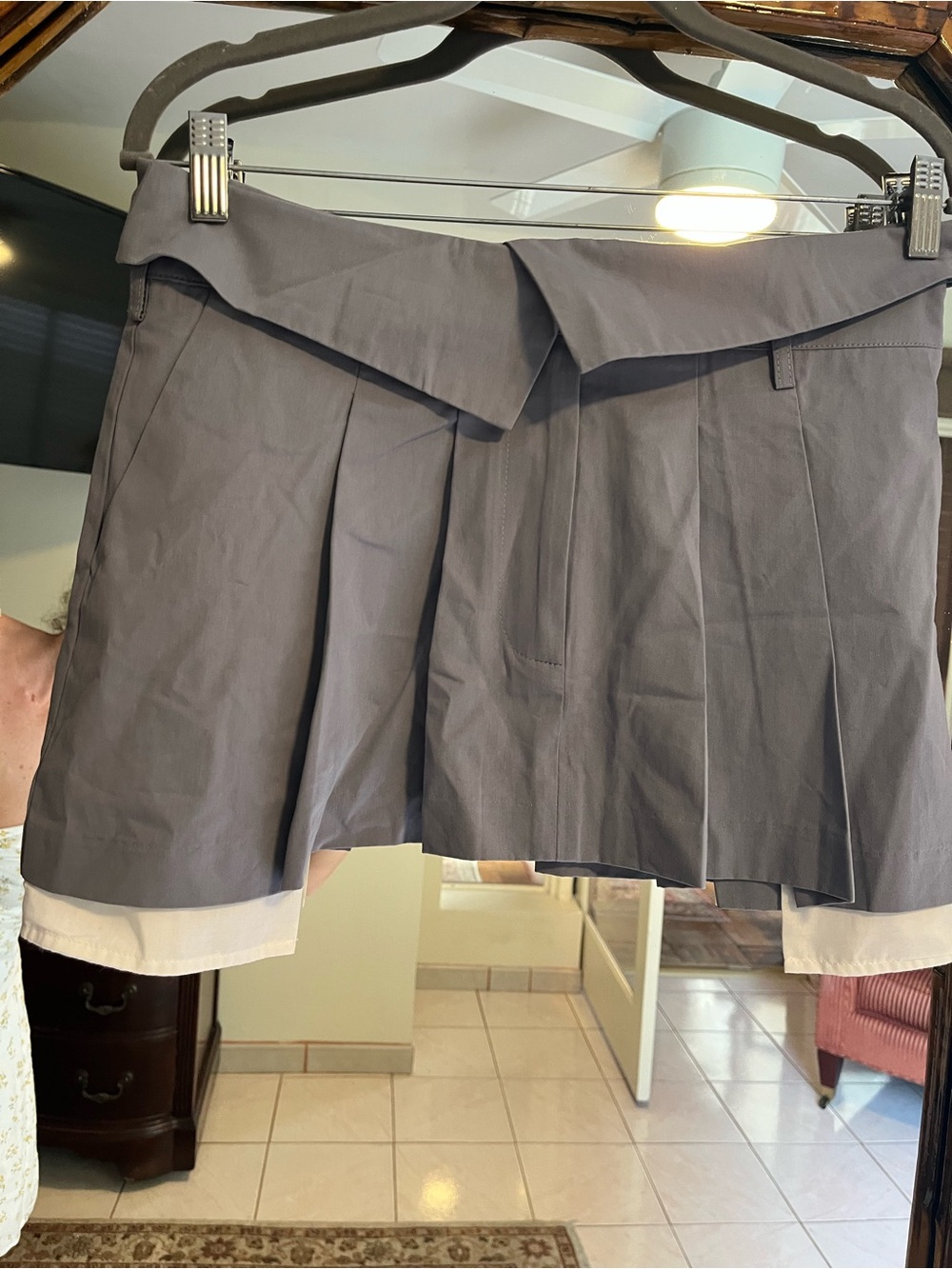 Lioness Gray Pleated Skort with Foldover Waist